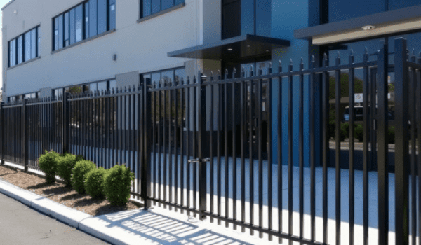 Black metal commercial fence installed by Timber Ridge Fence Company in Indianapolis, Indiana