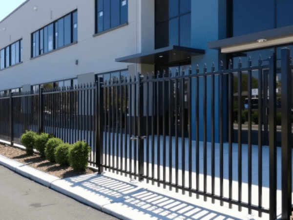 Black metal commercial fence installed by Timber Ridge Fence Company in Indianapolis, Indiana