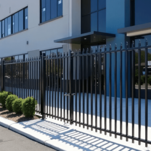 Black metal commercial fence installed by Timber Ridge Fence Company in Indianapolis, Indiana