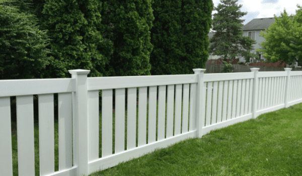 White vinyl residential fence installed by Timber Ridge Fence Company in Indianapolis, Indiana