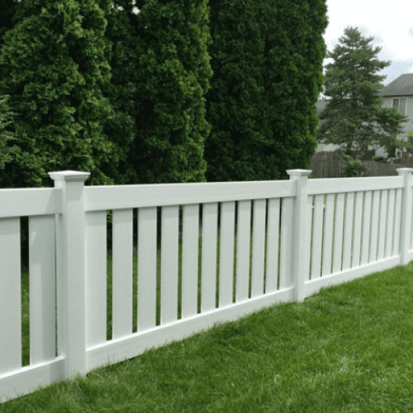 White vinyl residential fence installed by Timber Ridge Fence Company in Indianapolis, Indiana