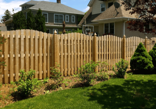 Decorative wood fence in indianapolis backyard